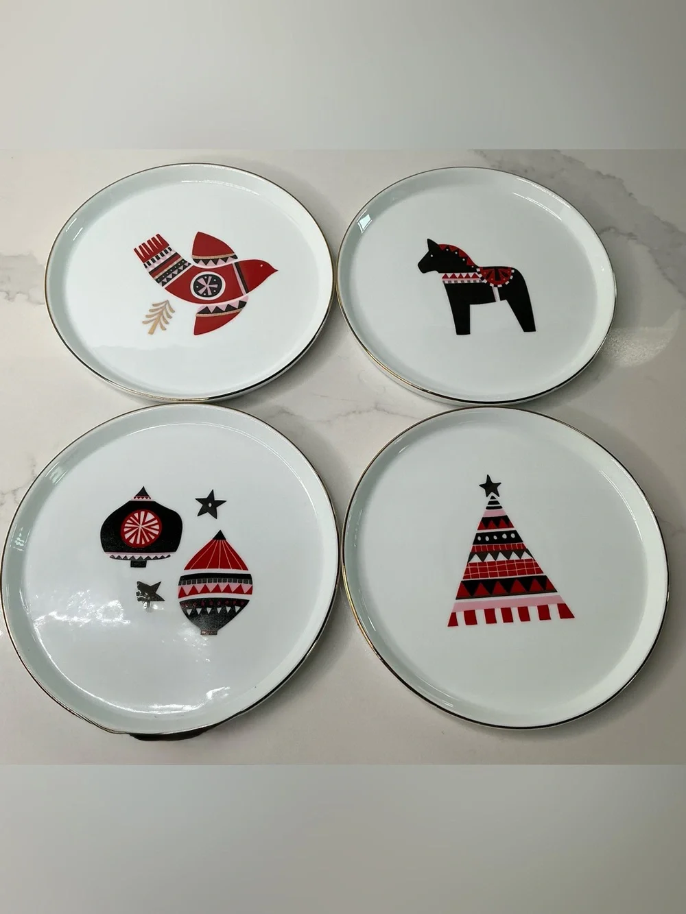 4 Appetizer Plates Project 62 Scandinavian Design Porcelain Holiday Preowned